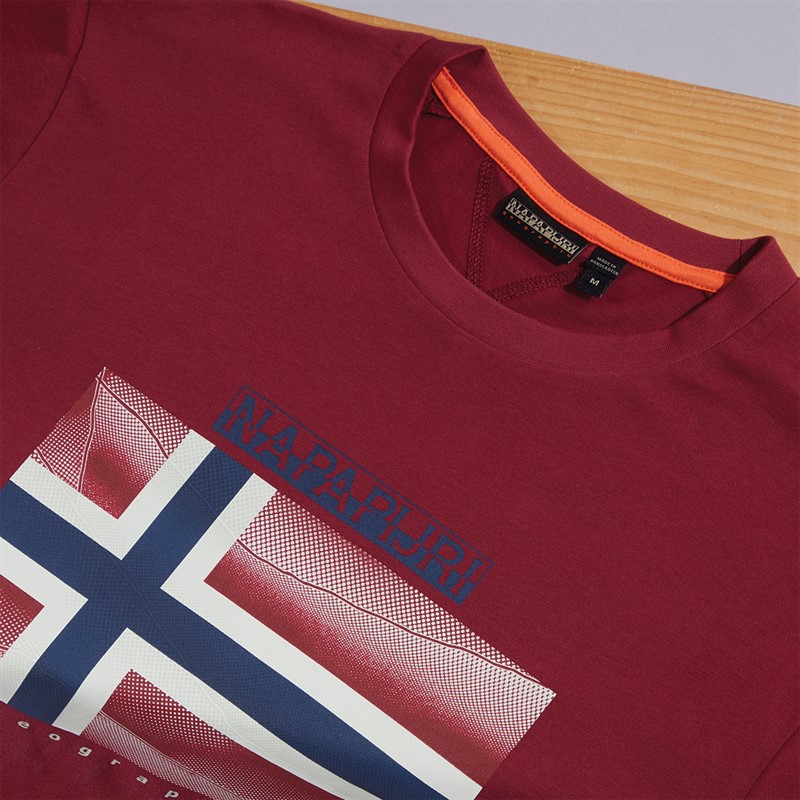 Napapijri Mens Lari Flag Logo T-Shirt Tibetan Red