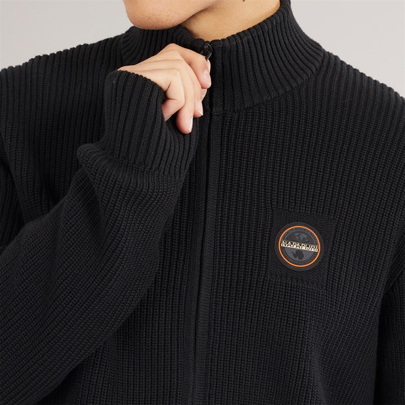 Napapijri Mens Prado Ribbed Knitted Full Zip Jumper Black Beauty