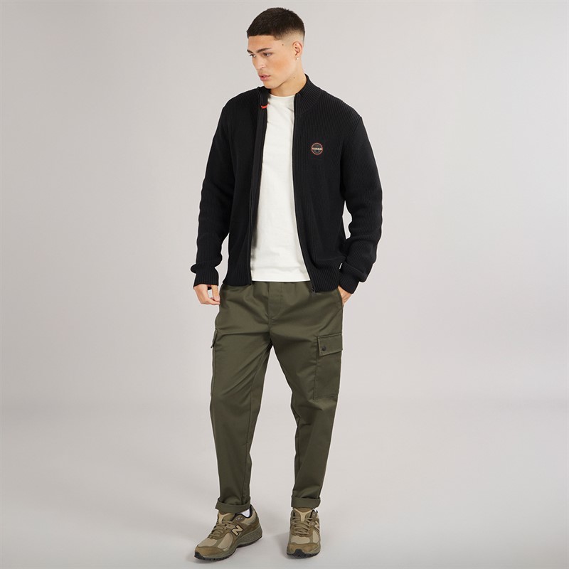 Napapijri Mens Prado Ribbed Knitted Full Zip Jumper Black Beauty
