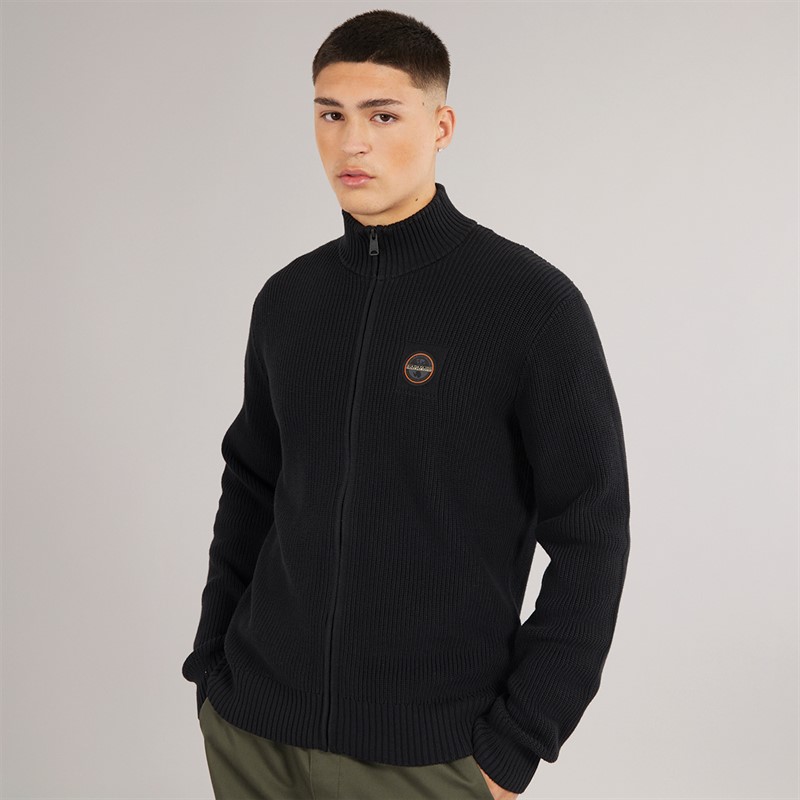 Napapijri Mens Prado Ribbed Knitted Full Zip Jumper Black Beauty