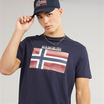 Napapijri Mens Lari Flag Logo T-Shirt Blue Marine