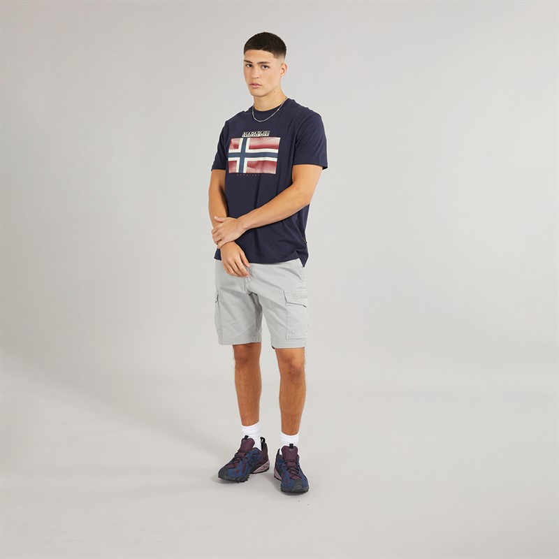 Napapijri Mens Lari Flag Logo T-Shirt Blue Marine