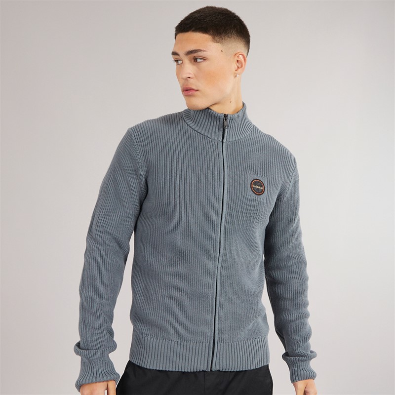 Napapijri Mens Prado Ribbed Knitted Full Zip Jumper Stormy Weat