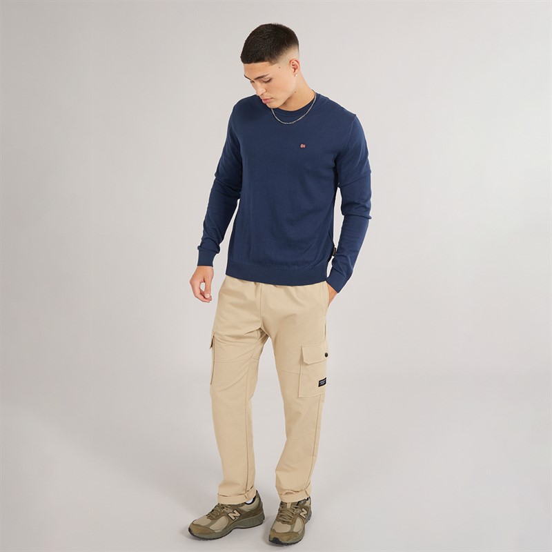 Napapijri Mens Decatur 5 Knitted Crew Neck Jumper Blue Marine