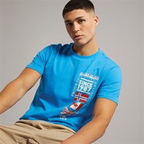 Napapijri Mens Turin Graphic Logo T-Shirt French Blue