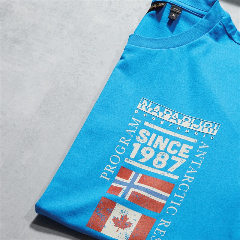 Napapijri Mens Turin Graphic Logo T-Shirt French Blue