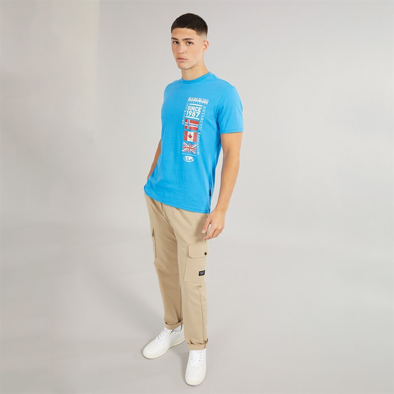 Napapijri Mens Turin Graphic Logo T-Shirt French Blue