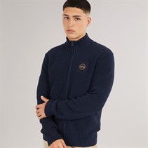 Napapijri Mens Prado Ribbed Knitted Full Zip Jumper Blue Marine