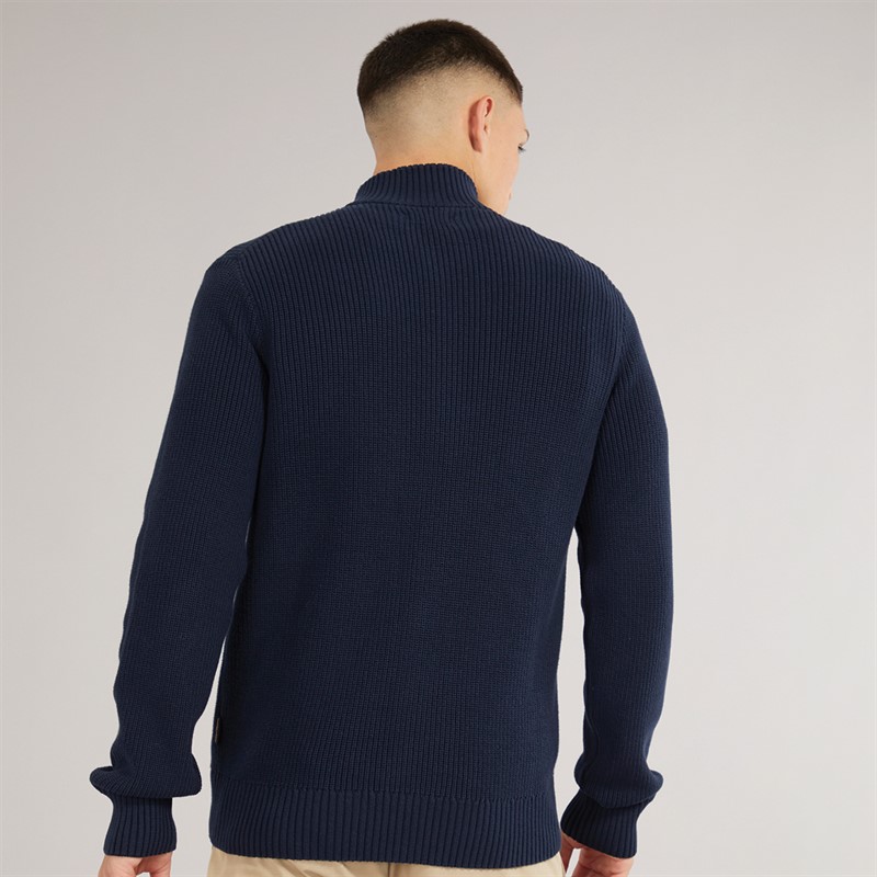 Napapijri Mens Prado Ribbed Knitted Full Zip Jumper Blue Marine
