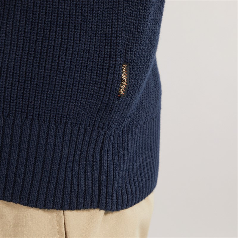Napapijri Mens Prado Ribbed Knitted Full Zip Jumper Blue Marine