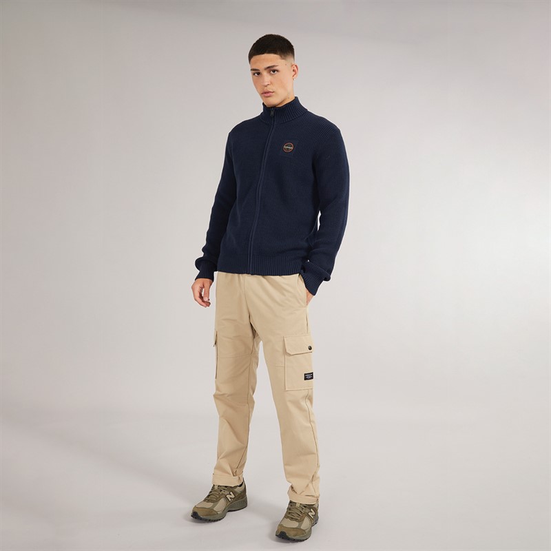 Napapijri Mens Prado Ribbed Knitted Full Zip Jumper Blue Marine