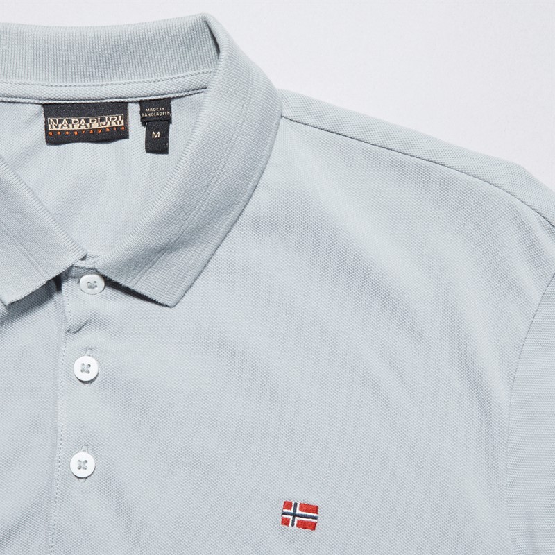 Napapijri Mens Ealis Long Sleeve Polo Shirt Ultimate Grey