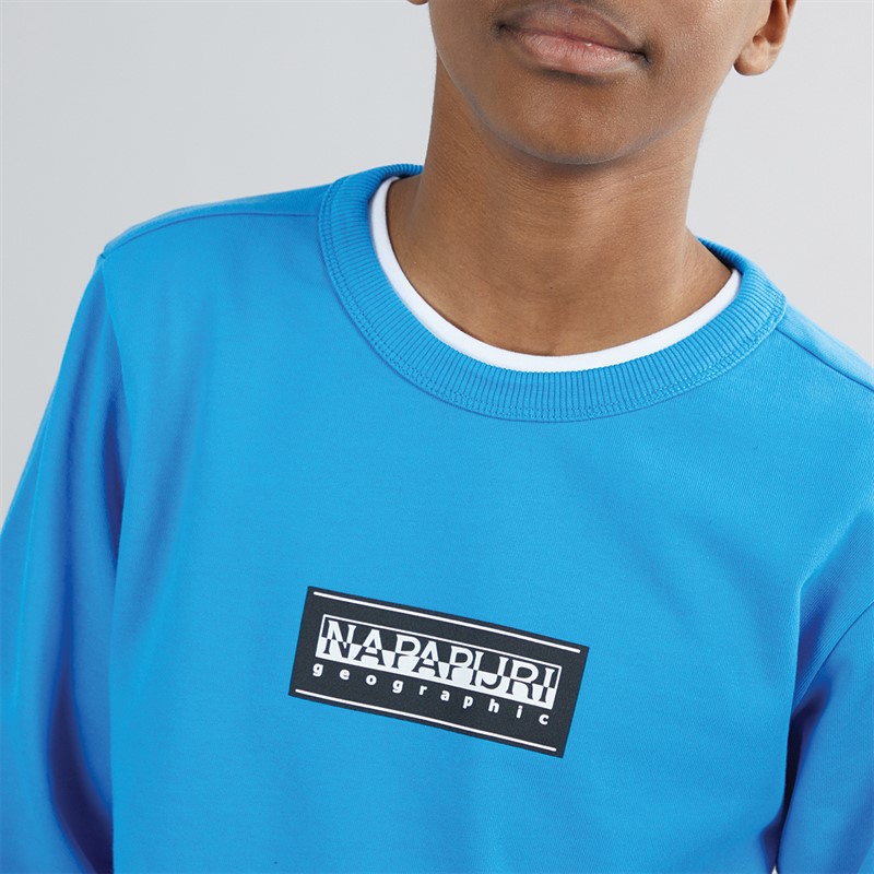 Napapijri Junior Boys Chamois Box Logo Crew Neck Sweatshirt French Blue