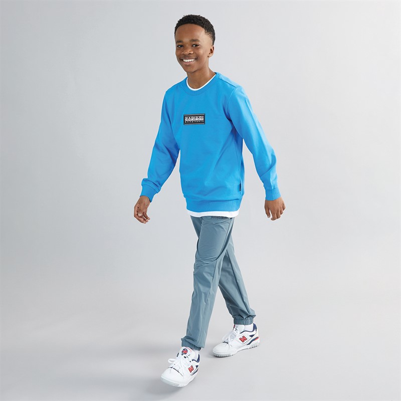 Napapijri Junior Boys Chamois Box Logo Crew Neck Sweatshirt French Blue