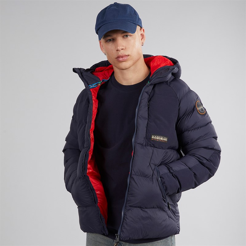 Napapijri Mens Moesa Puffer Hooded Jacket Blue Marine