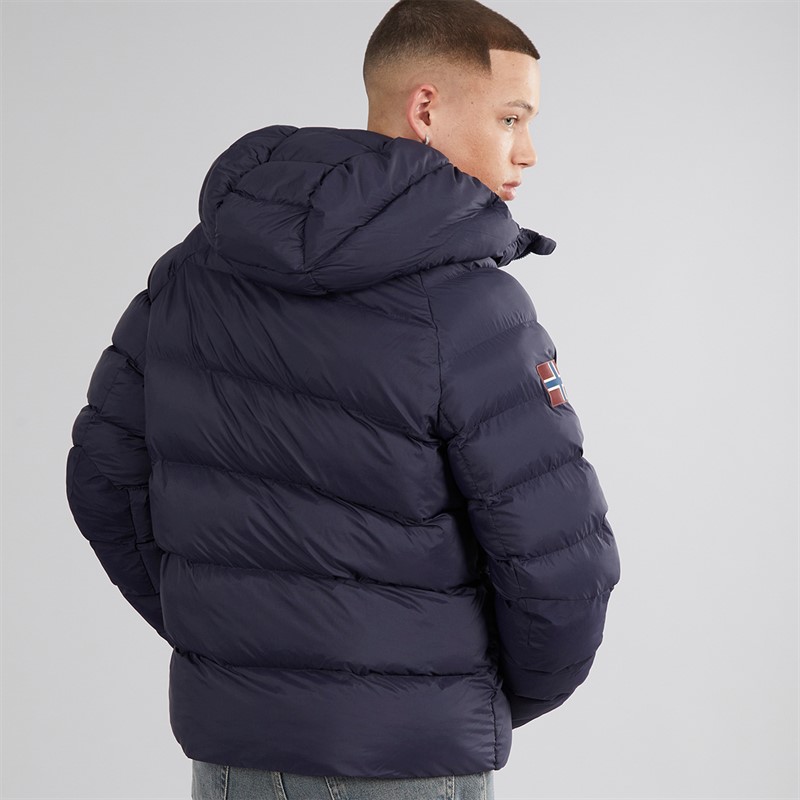 Napapijri Mens Moesa Puffer Hooded Jacket Blue Marine