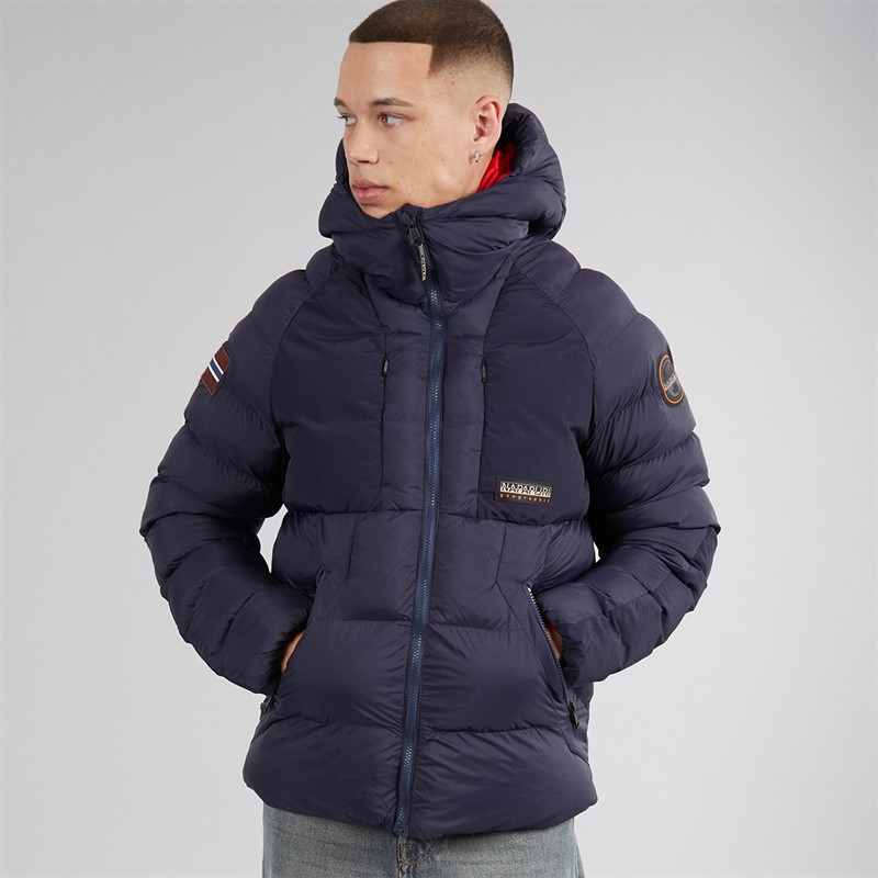 Napapijri Mens Moesa Puffer Hooded Jacket Blue Marine