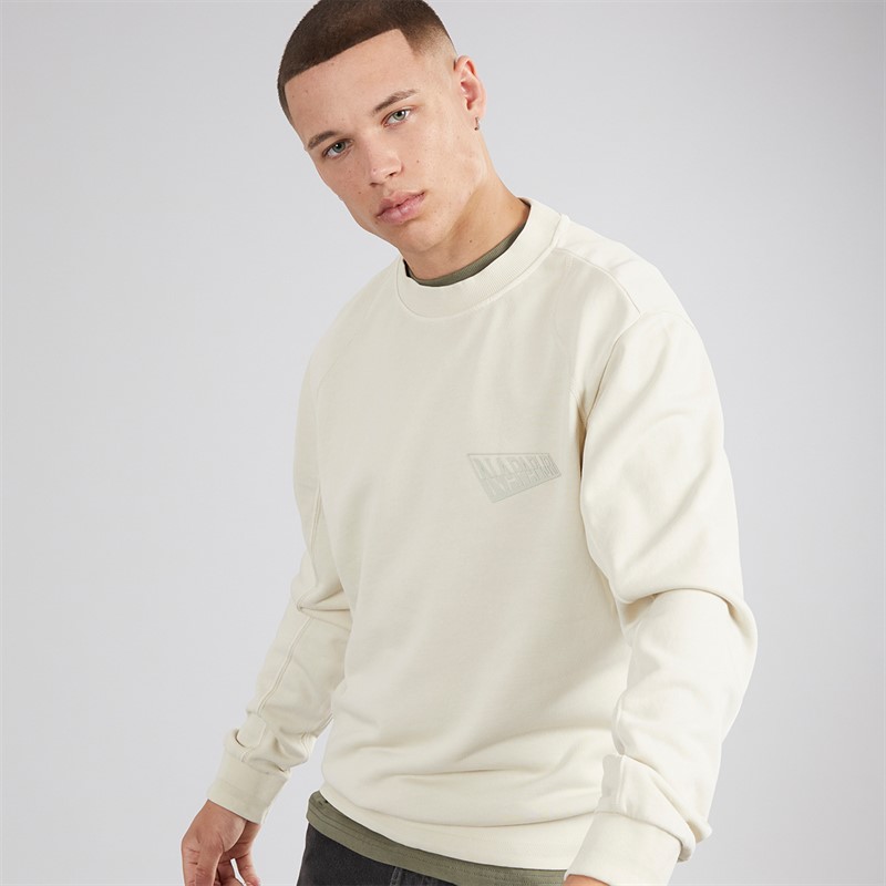 Napapijri Mens Aren Crewneck Sweatshirt Beige Dimity