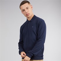 Napapijri Mens Aren Long Sleeve Knitted Polo Shirt Blue Marine