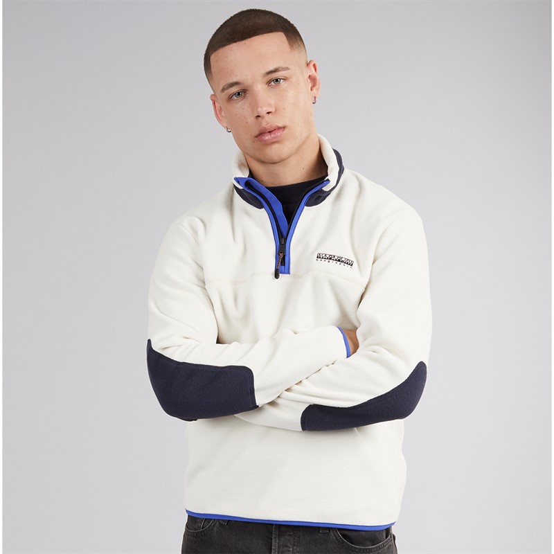 Napapijri Mens Dergana Half Zip Fleece Jacket Beige Dimity