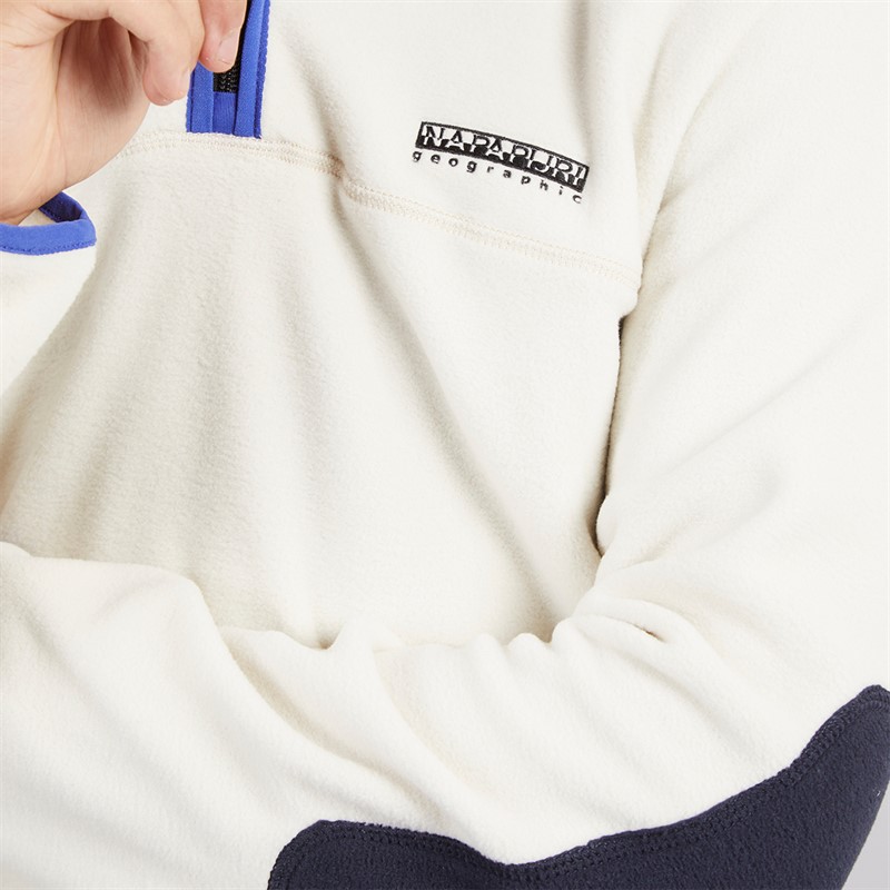 Napapijri Mens Dergana Half Zip Fleece Jacket Beige Dimity