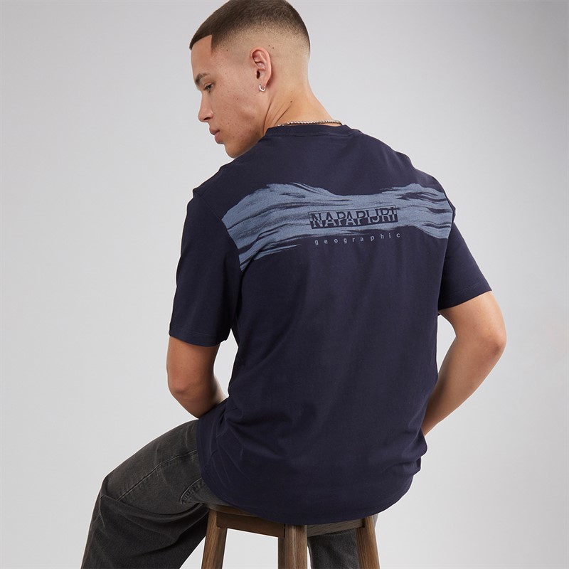 Napapijri Mens Back Graphic T-Shirt Blue Marine