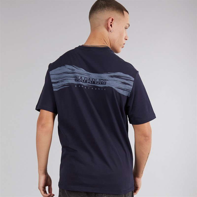 Napapijri Mens Back Graphic T-Shirt Blue Marine