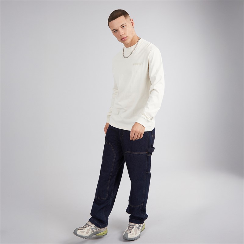 Napapijri Mens Back Graphic Long Sleeve T-Shirt Beige Dimity