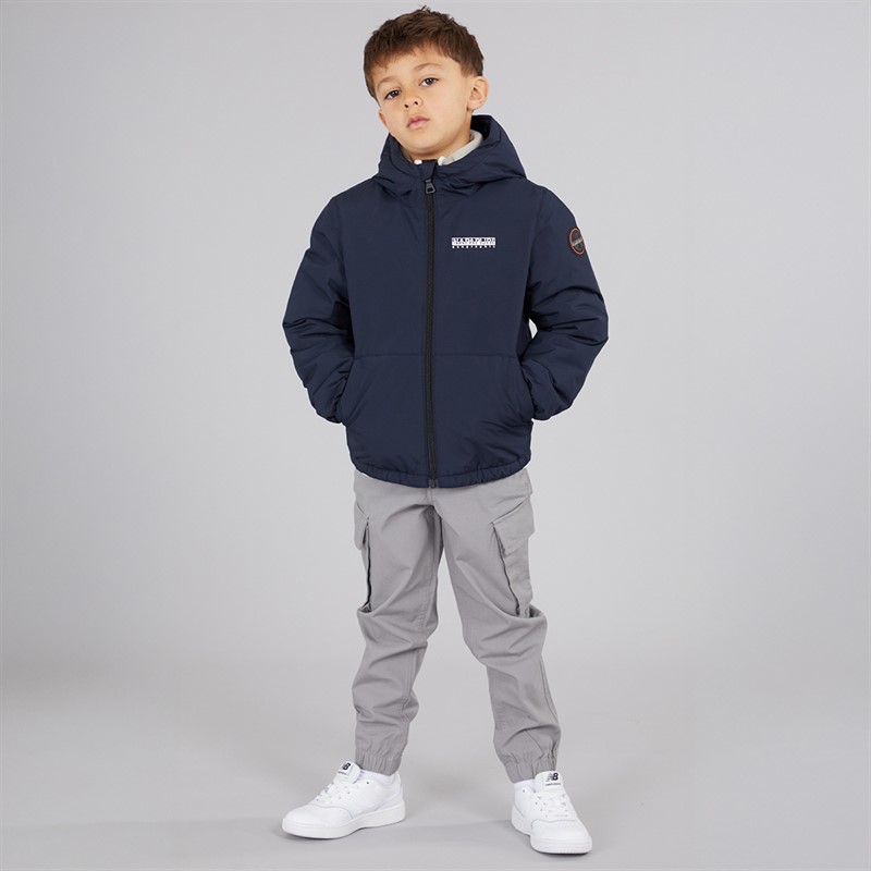 Napapijri Boys Matia Water Resistant Windproof Hooded Jacket Blue Marine