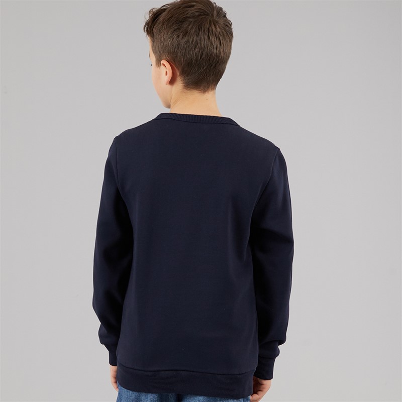 Napapijri Junior Boys Chamois Large Logo Crew Neck Sweatshirt Blue Marine