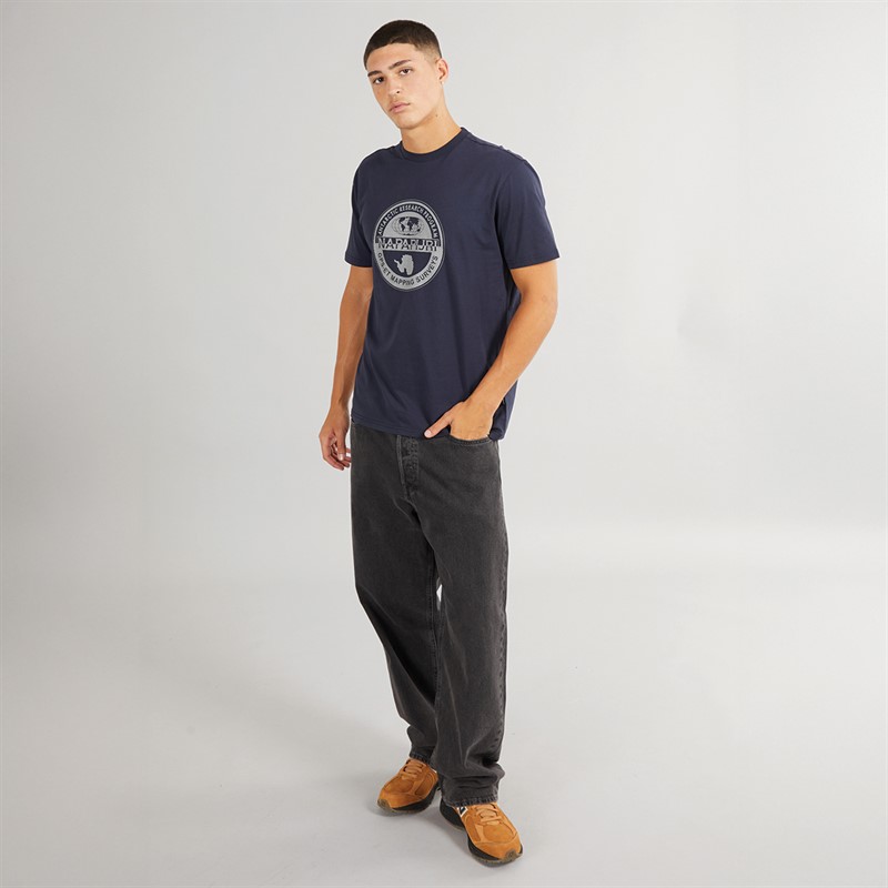 Napapijri Mens Bollo Nautical Logo T-Shirt Blue Marine