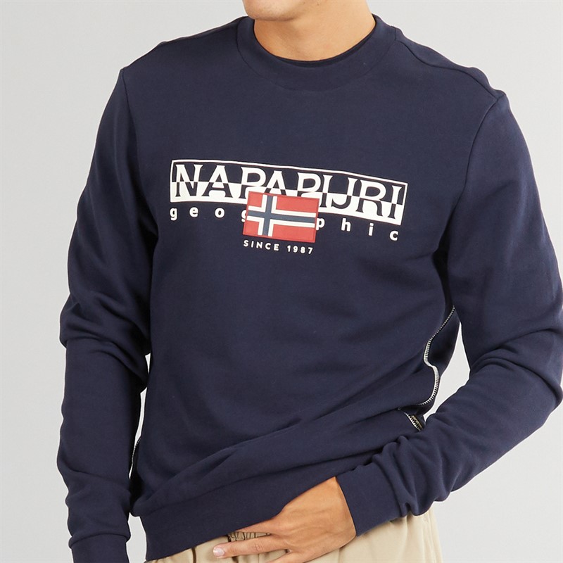 Napapijri Mens Aylmer Crew Neck Sweatshirt Blue Marine