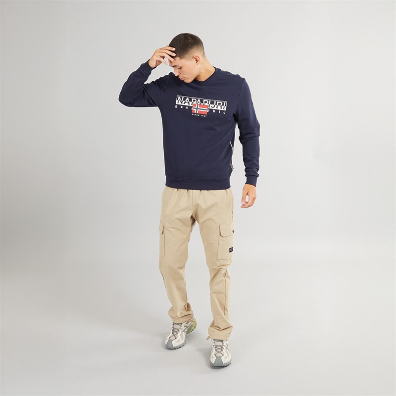 Napapijri Mens Aylmer Crew Neck Sweatshirt Blue Marine