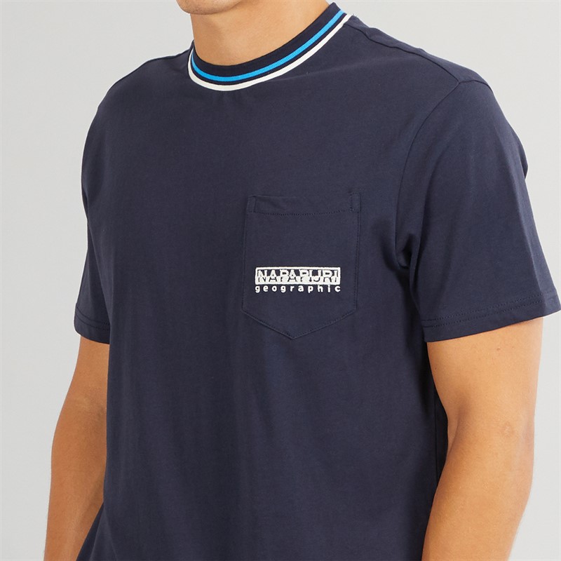 Napapijri Mens Murlo Logo T-Shirt Blue Marine