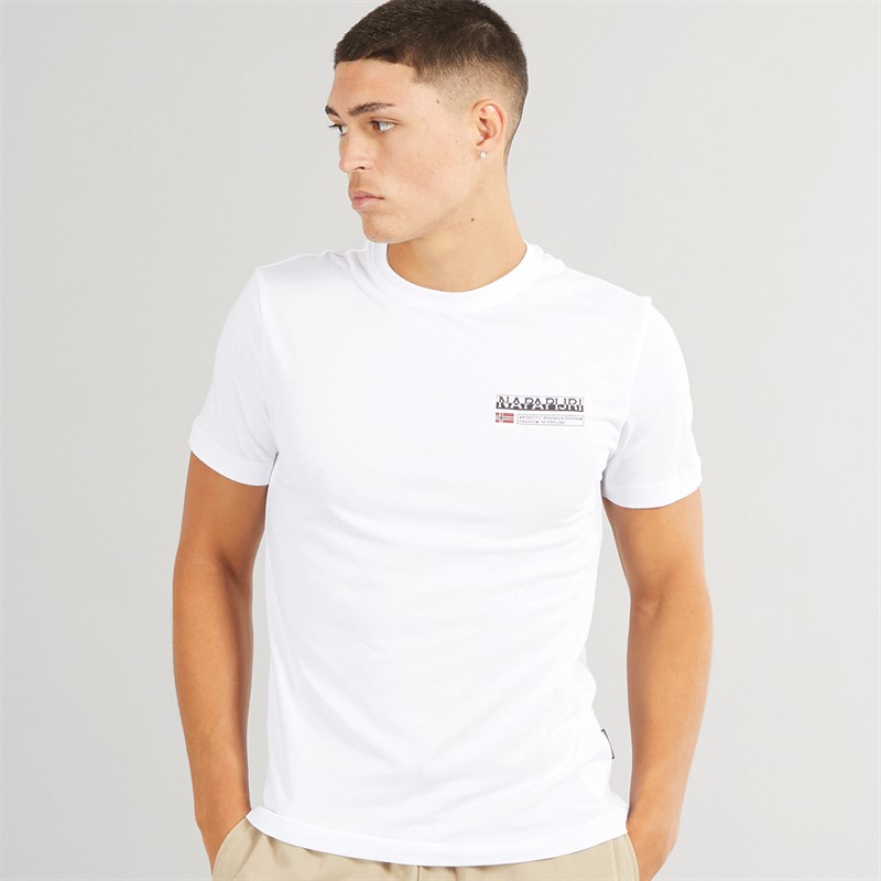 Napapijri Mens Kasba Left Chest Logo T-Shirt Bright White
