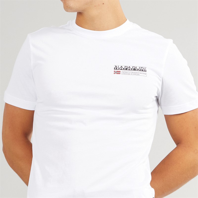 Napapijri Mens Kasba Left Chest Logo T-Shirt Bright White