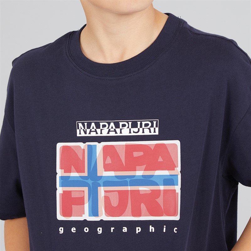 Napapijri Junior Boys Sella Graphic T-Shirt Blue Marine