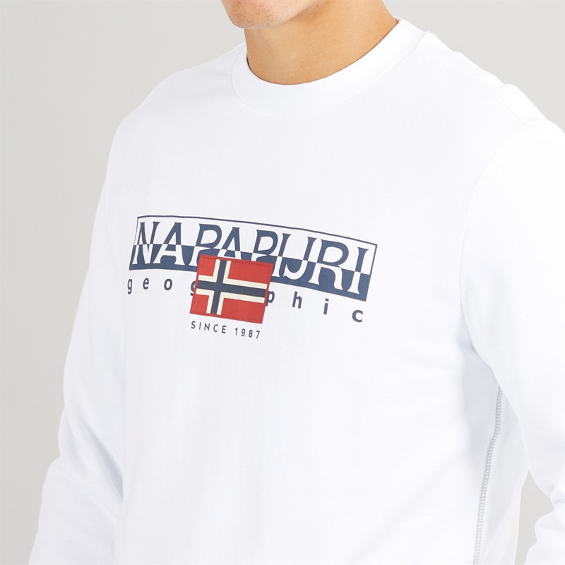 Napapijri Mens Aylmer Crew Neck Sweatshirt Bright White