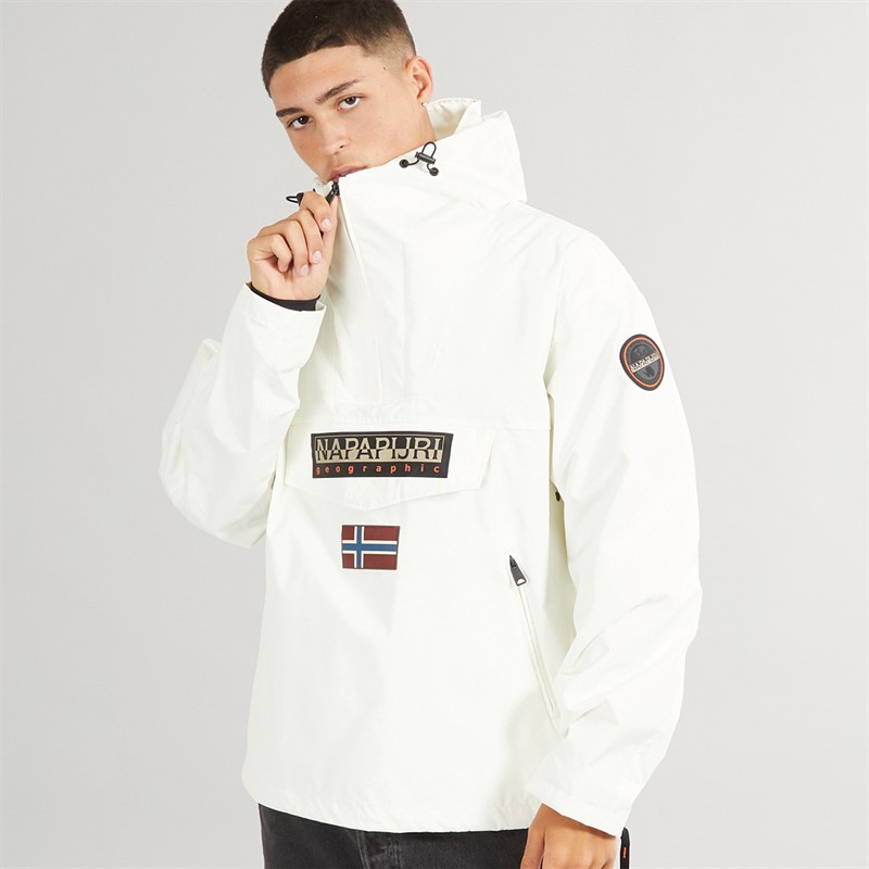 Napapijri Mens Rainforest Next Summer Water Resistant Anorak Jacket White Heron - Size XS