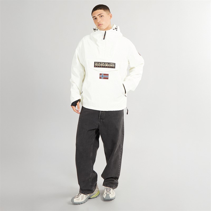 Napapijri Mens Rainforest Water Resistant Anorak Jacket White Heron