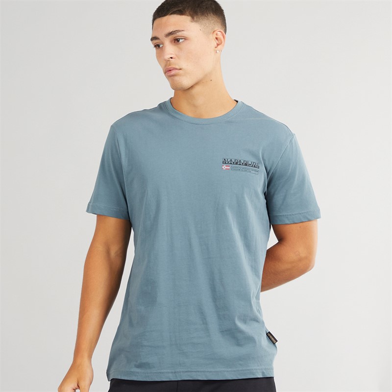 Napapijri Mens Kasba Left Chest Logo T-Shirt Stormy Wheat Grey