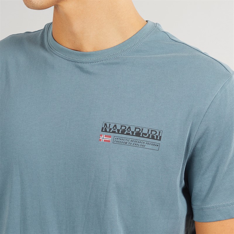 Napapijri Mens Kasba Left Chest Logo T-Shirt Stormy Wheat Grey