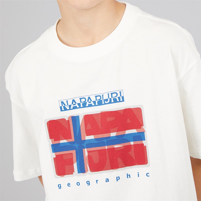 Napapijri Junior Boys Sella Graphic T-Shirt White Heron