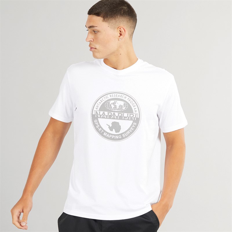 Napapijri Mens Bollo Nautical Logo T-Shirt Bright White