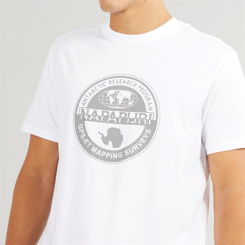 Napapijri Mens Bollo Nautical Logo T-Shirt Bright White