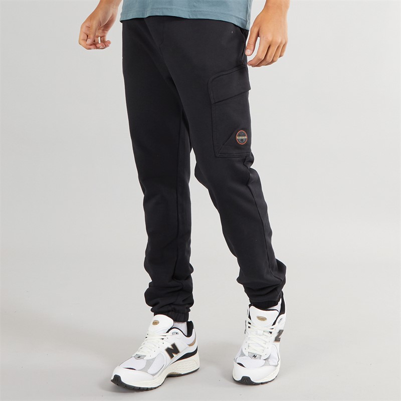 Napapijri Mens Badge Cargo Trousers Black - Size L