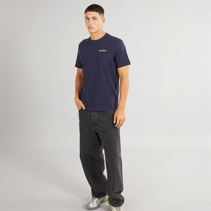 Napapijri Mens Iaato Left Chest Logo T-Shirt Blue Marine