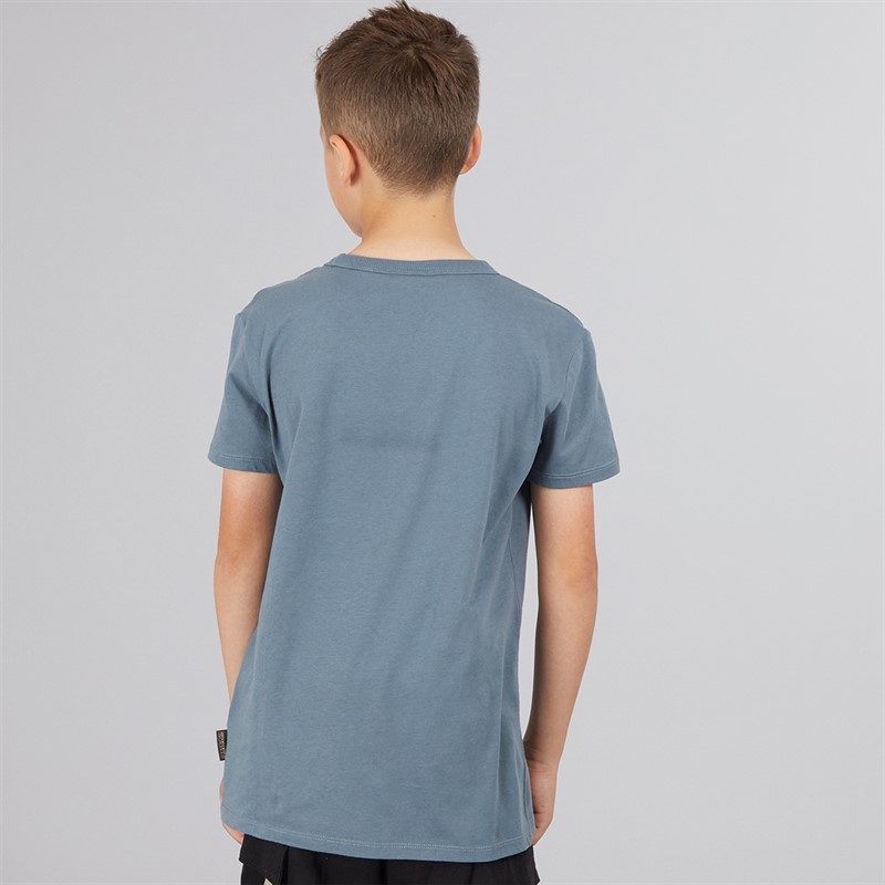 Napapijri Junior Boys Chamois Box Logo T-Shirt Stormy Wheat Grey