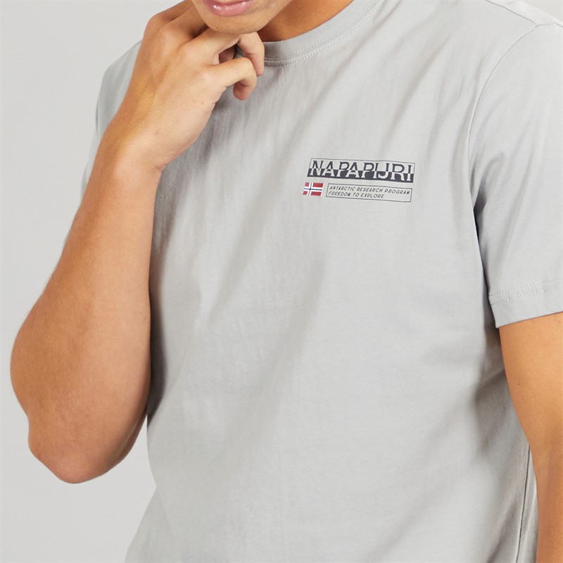 Napapijri Mens Kasba Left Chest Logo T-Shirt Ultimate Grey Heather