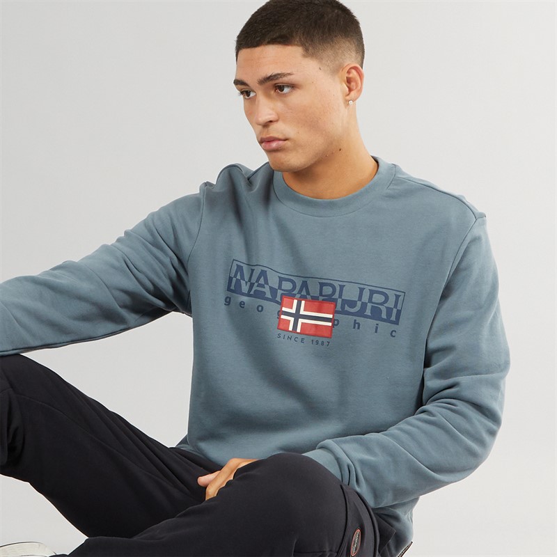 Napapijri Mens Aylmer Crew Neck Sweat Stormy Wheat Grey